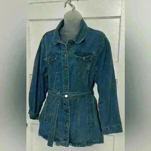 Main Strip Boutique Belted Denim Jacket Size Medium